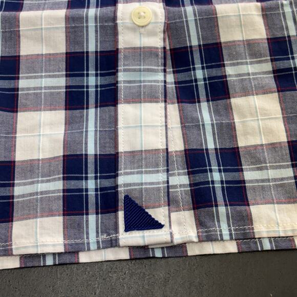 UNTUCKit checkered Button Down Women’s Shirt Size 8 NWT Navy White Classic Stapl - Picture 7 of 11